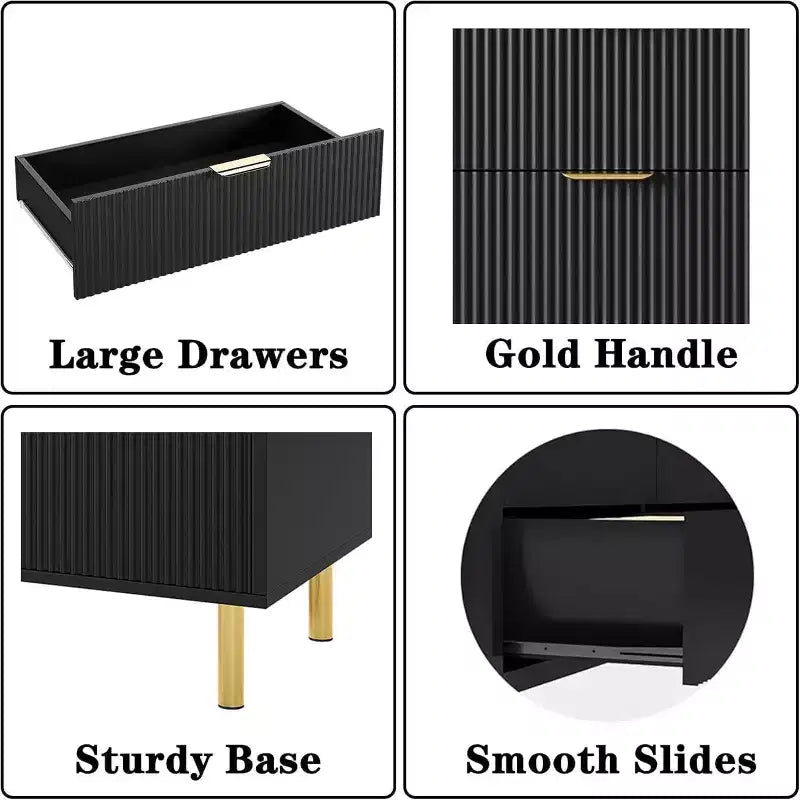 Modern 6 Drawer Dresser for Bedroom with Gold Handle and Large Drawer, Wood Double Chest of Drawers and Storage Organizer