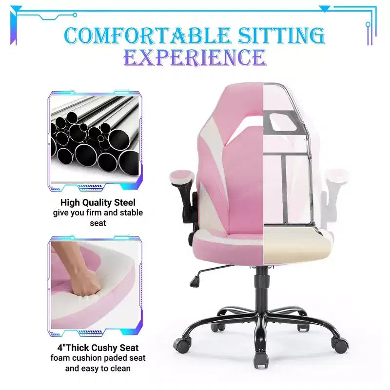 Sedia da Gaming Definitiva: Ergonomica, in Pelle PU, Sedia Direzionale da Ufficio con Braccioli Ribaltabili