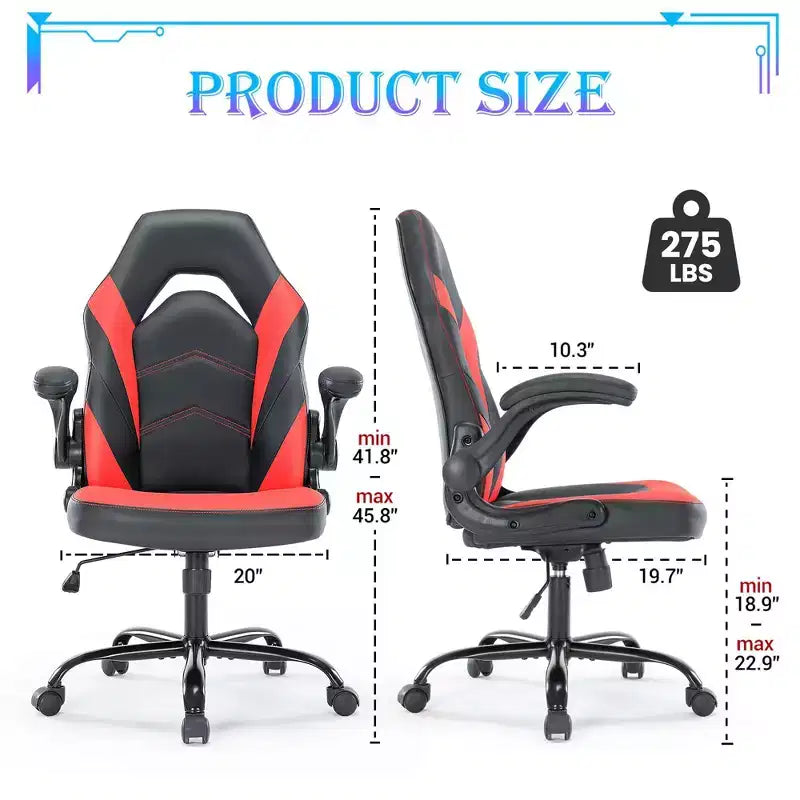 Sedia da Gaming Definitiva: Ergonomica, in Pelle PU, Sedia Direzionale da Ufficio con Braccioli Ribaltabili