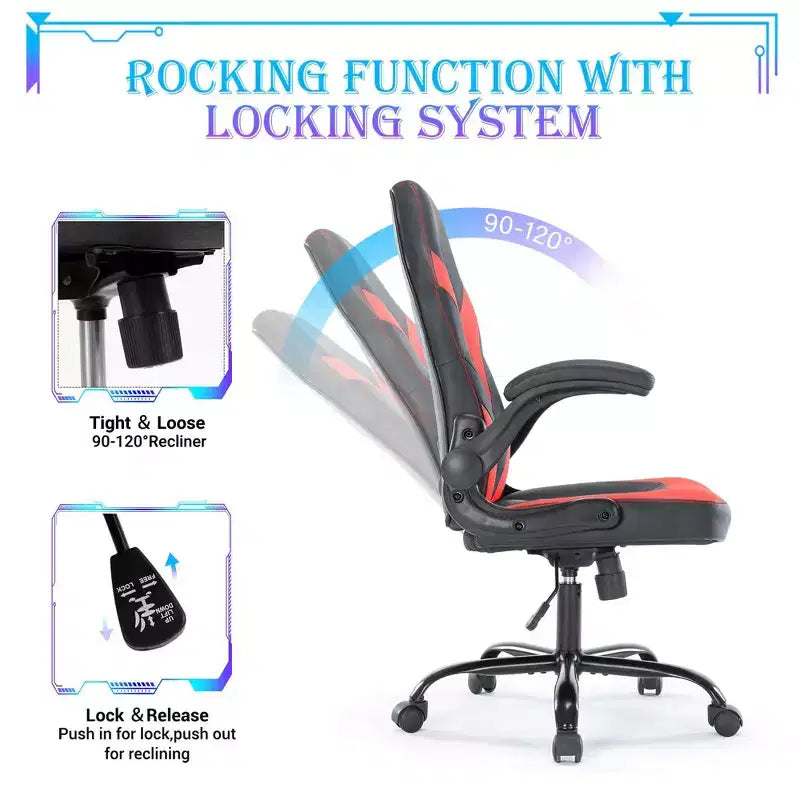 Sedia da Gaming Definitiva: Ergonomica, in Pelle PU, Sedia Direzionale da Ufficio con Braccioli Ribaltabili