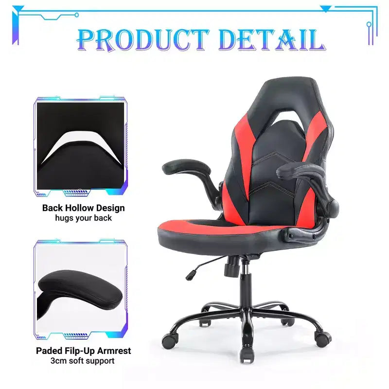 Sedia da Gaming Definitiva: Ergonomica, in Pelle PU, Sedia Direzionale da Ufficio con Braccioli Ribaltabili