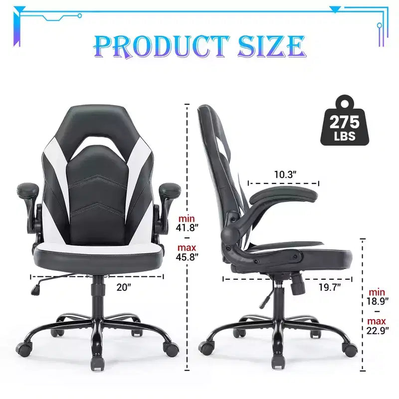 Sedia da Gaming Definitiva: Ergonomica, in Pelle PU, Sedia Direzionale da Ufficio con Braccioli Ribaltabili