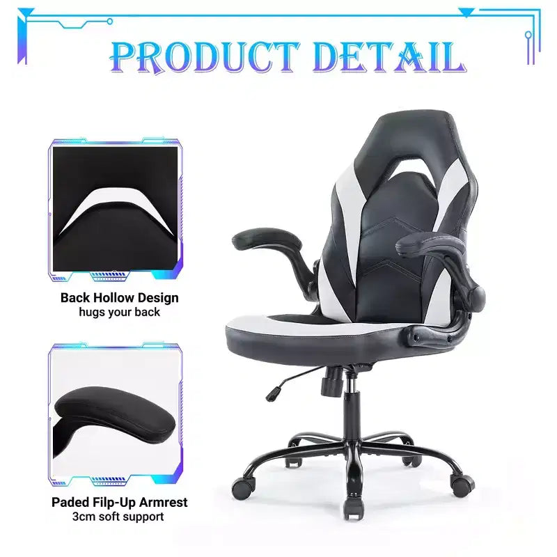 Sedia da Gaming Definitiva: Ergonomica, in Pelle PU, Sedia Direzionale da Ufficio con Braccioli Ribaltabili