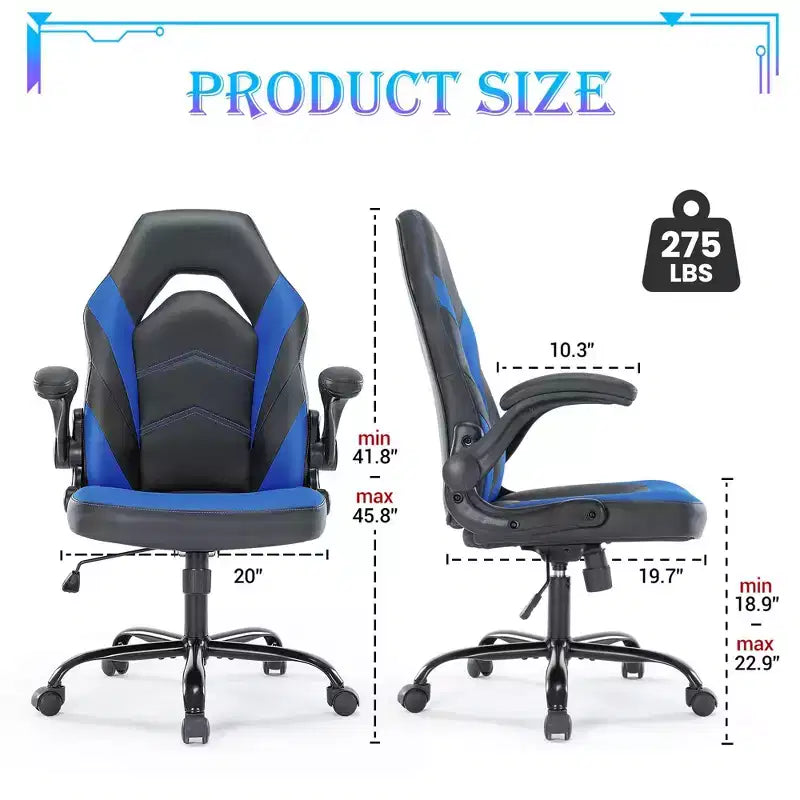 Ultimate Gaming Chair: Ergonomic, PU Leather, Executive Desk Chair with Flip-up Armrests