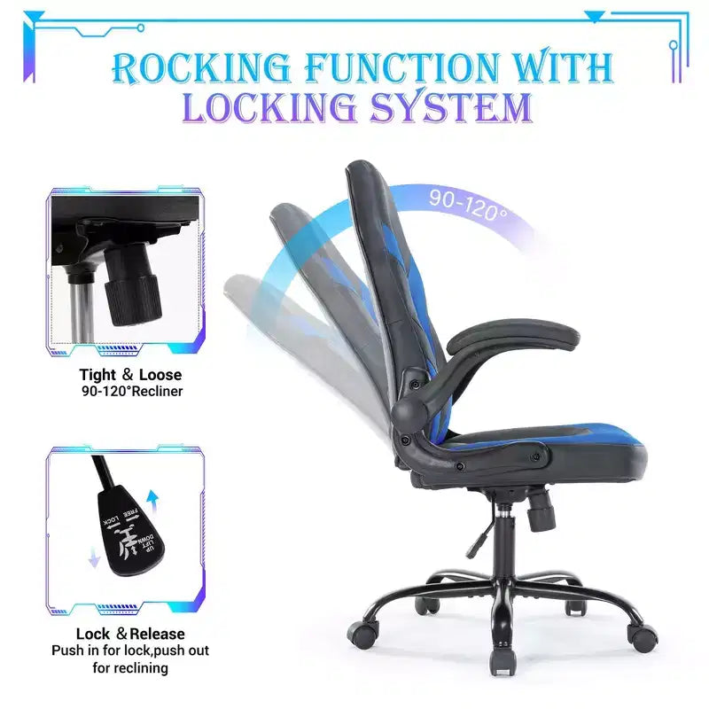 Sedia da Gaming Definitiva: Ergonomica, in Pelle PU, Sedia Direzionale da Ufficio con Braccioli Ribaltabili