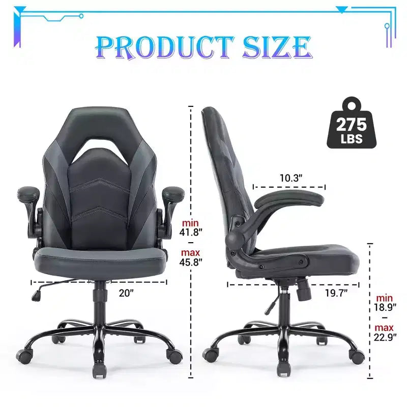 Sedia da Gaming Definitiva: Ergonomica, in Pelle PU, Sedia Direzionale da Ufficio con Braccioli Ribaltabili