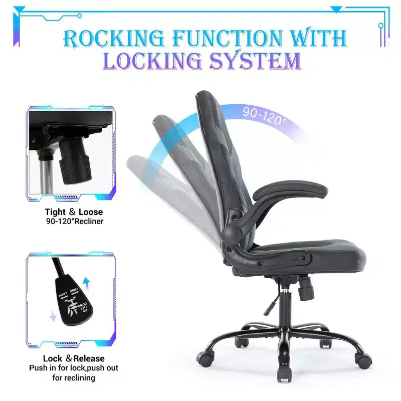 Sedia da Gaming Definitiva: Ergonomica, in Pelle PU, Sedia Direzionale da Ufficio con Braccioli Ribaltabili