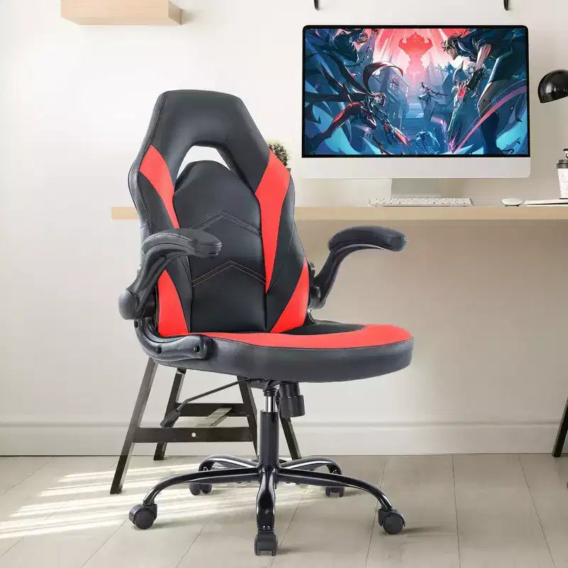 Ultimate Gaming Chair: Ergonomic, PU Leather, Executive Desk Chair with Flip-up Armrests