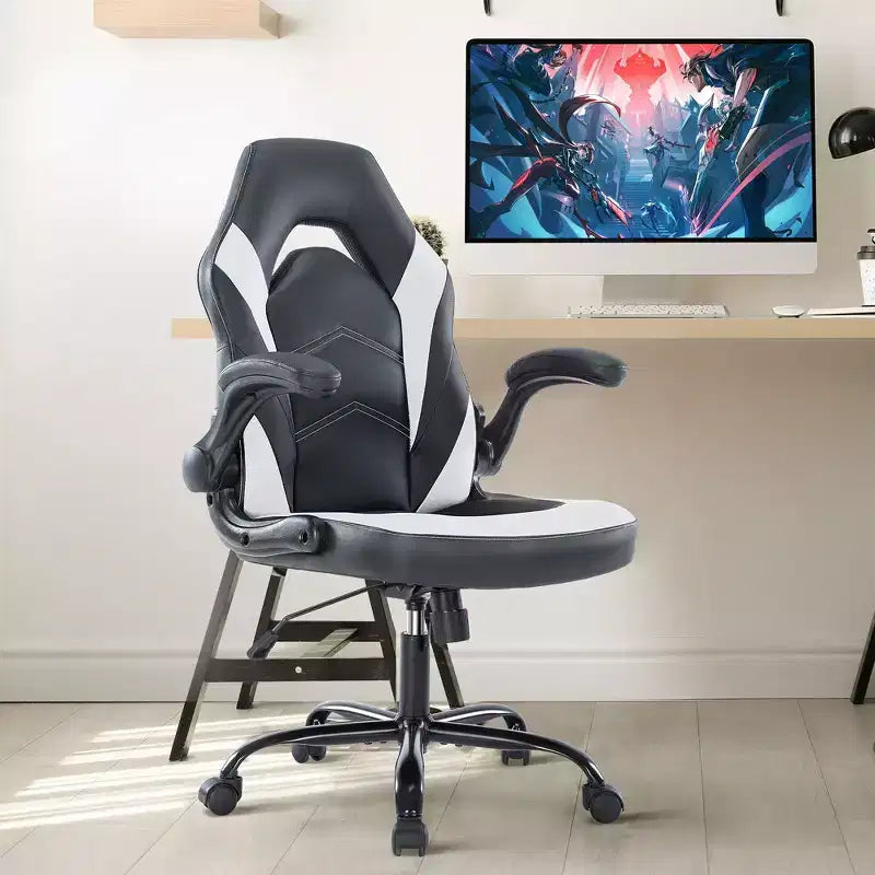Ultimate Gaming Chair: Ergonomic, PU Leather, Executive Desk Chair with Flip-up Armrests