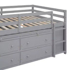 Letto a soppalco singolo (76L x 41.8W) con scrivania estraibile, 4 cassetti, scrivania laterale portatile e mensole