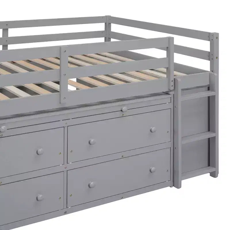 Letto a soppalco singolo (76L x 41.8W) con scrivania estraibile, 4 cassetti, scrivania laterale portatile e mensole