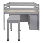 Letto a soppalco singolo (76L x 41.8W) con scrivania estraibile, 4 cassetti, scrivania laterale portatile e mensole