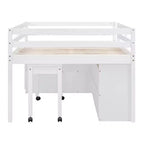 Letto a soppalco singolo (76L x 41.8W) con scrivania estraibile, 4 cassetti, scrivania laterale portatile e mensole