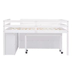 Letto a soppalco singolo (76L x 41.8W) con scrivania estraibile, 4 cassetti, scrivania laterale portatile e mensole
