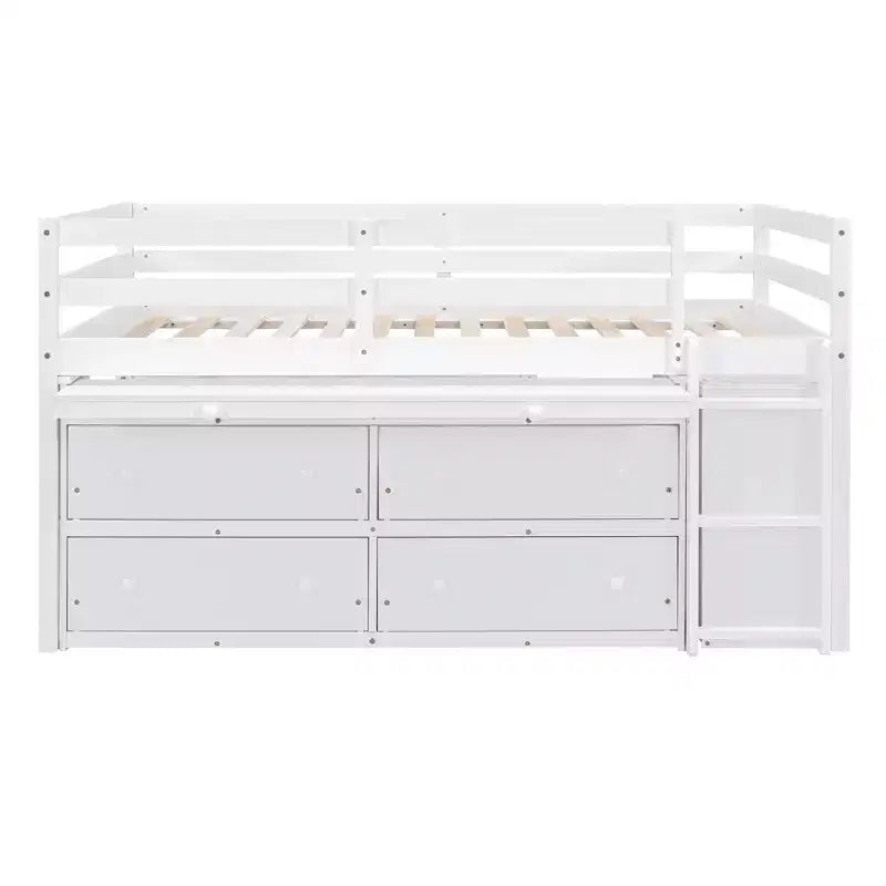 Letto a soppalco singolo (76L x 41.8W) con scrivania estraibile, 4 cassetti, scrivania laterale portatile e mensole