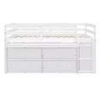 Letto a soppalco singolo (76L x 41.8W) con scrivania estraibile, 4 cassetti, scrivania laterale portatile e mensole