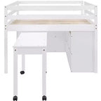 Letto a soppalco singolo (76L x 41.8W) con scrivania estraibile, 4 cassetti, scrivania laterale portatile e mensole