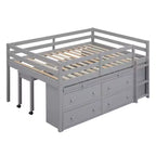Letto a soppalco singolo (76L x 41.8W) con scrivania estraibile, 4 cassetti, scrivania laterale portatile e mensole