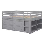 Letto a soppalco singolo (76L x 41.8W) con scrivania estraibile, 4 cassetti, scrivania laterale portatile e mensole