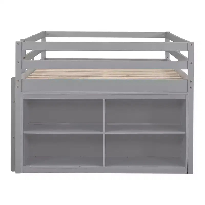 Letto a soppalco singolo (76L x 41.8W) con scrivania estraibile, 4 cassetti, scrivania laterale portatile e mensole