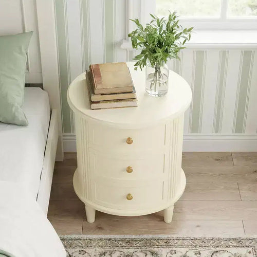 MAYEERTY 3-Drawer Wood Nightstand, Bedside Table with Solid Wood Legs