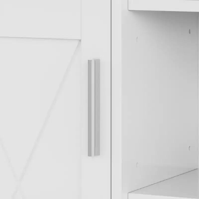 Mobiletto da Bagno con 2 Ripiani Regolabili, Mobiletto Autoportante con 1 Anta e 3 Scomparti Aperti, Bianco