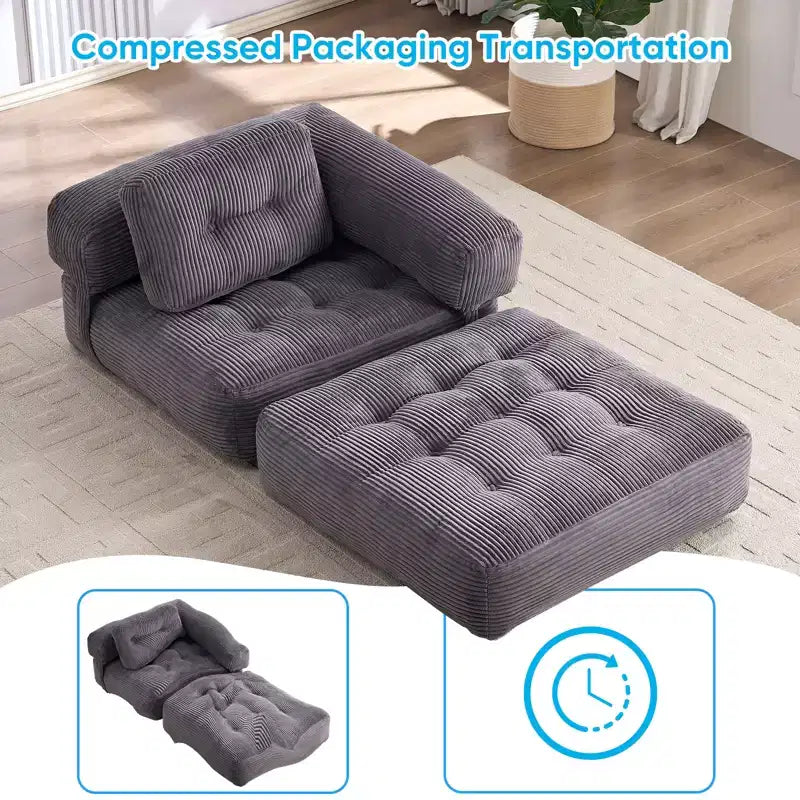 Divano Letto Pieghevole, Divano Letto Convertibile a L con Bracciolo Pieghevole