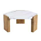 31-Inch Modern Hexagonal Coffee Table with White Marble Surface