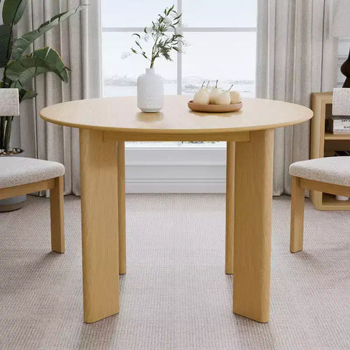 42 Oak Solid Wood Farmhouse Dining Table Round Wood Top for Modern Dining Rooms & Family Gatherings