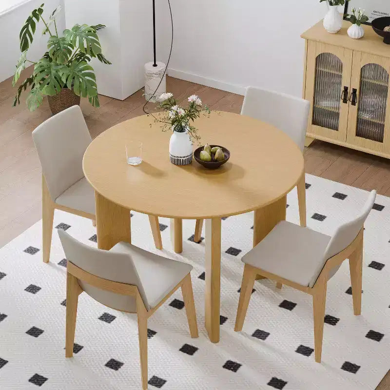 42 Tavolo da pranzo in legno massello di quercia rotondo stile rustico per sale da pranzo moderne e riunioni di famiglia