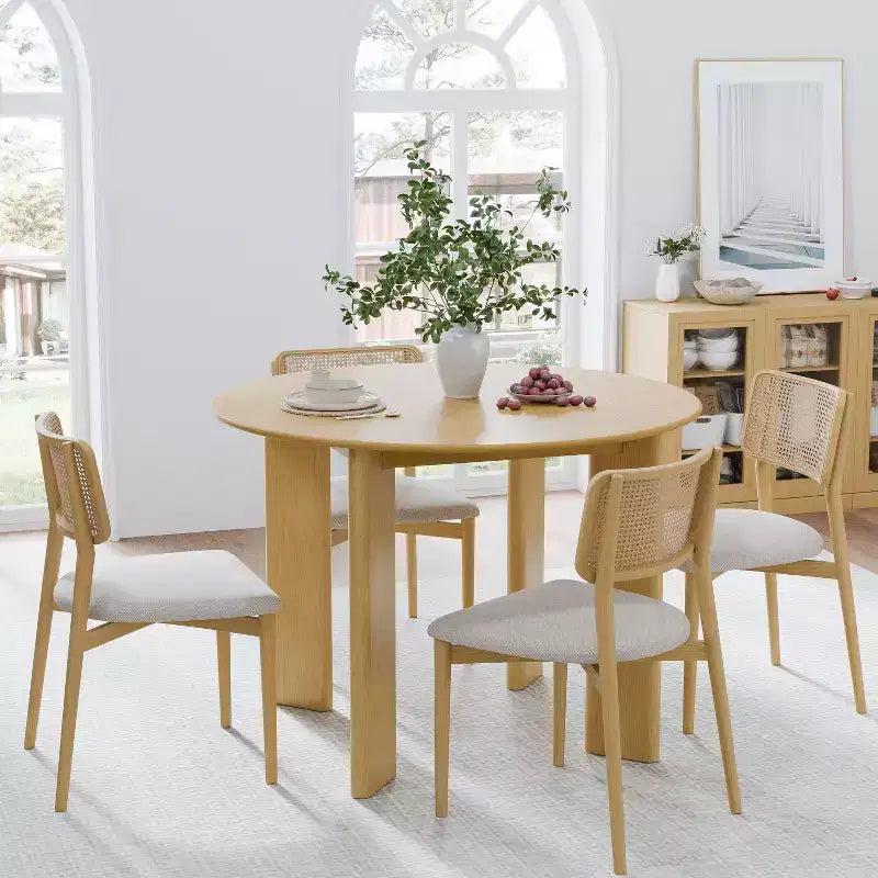 42 Tavolo da pranzo in legno massello di quercia rotondo stile rustico per sale da pranzo moderne e riunioni di famiglia