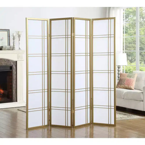 MAYEERTY 4 Panel Screen Room Divider Privacy for Home Office Gold