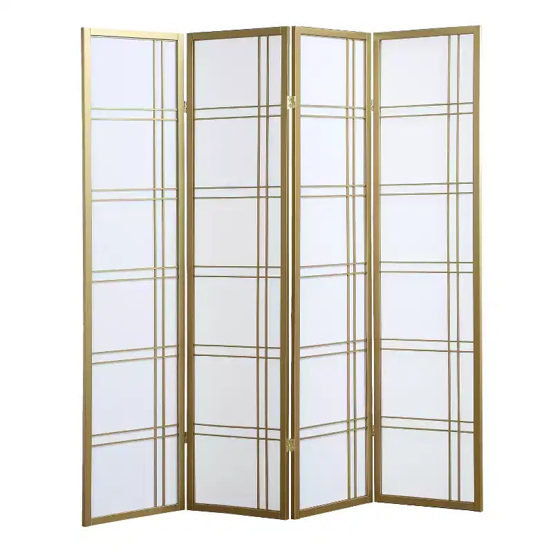 4 Panel Screen Room Divider Privacy for Home Office Gold