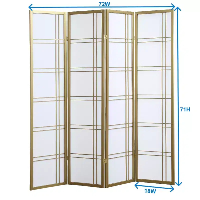 4 Panel Screen Room Divider Privacy for Home Office Gold