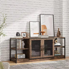 Farmhouse TV Stand for 165.1/190.5 cm TVs, Industrial Entertainment Center With Double Mesh Doors and Storage Cabinet