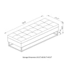 Panca in velluto con base in metallo e contenitore, panca da letto per soggiorno, beige