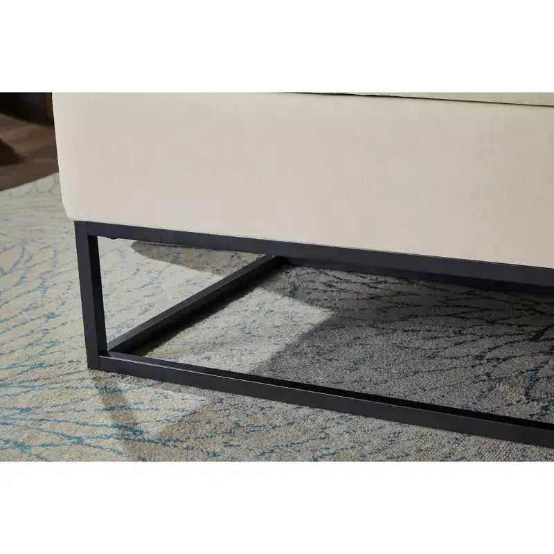 Panca in velluto con base in metallo e contenitore, panca da letto per soggiorno, beige