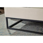 Panca in velluto con base in metallo e contenitore, panca da letto per soggiorno, beige