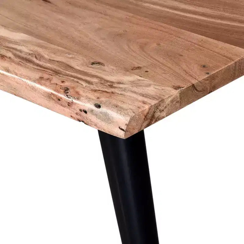 Rustic Style Dining Table for 4-6 People, Acacia Wood Rectangle Dining Table Wooden Kitchen Furniture for Big Family