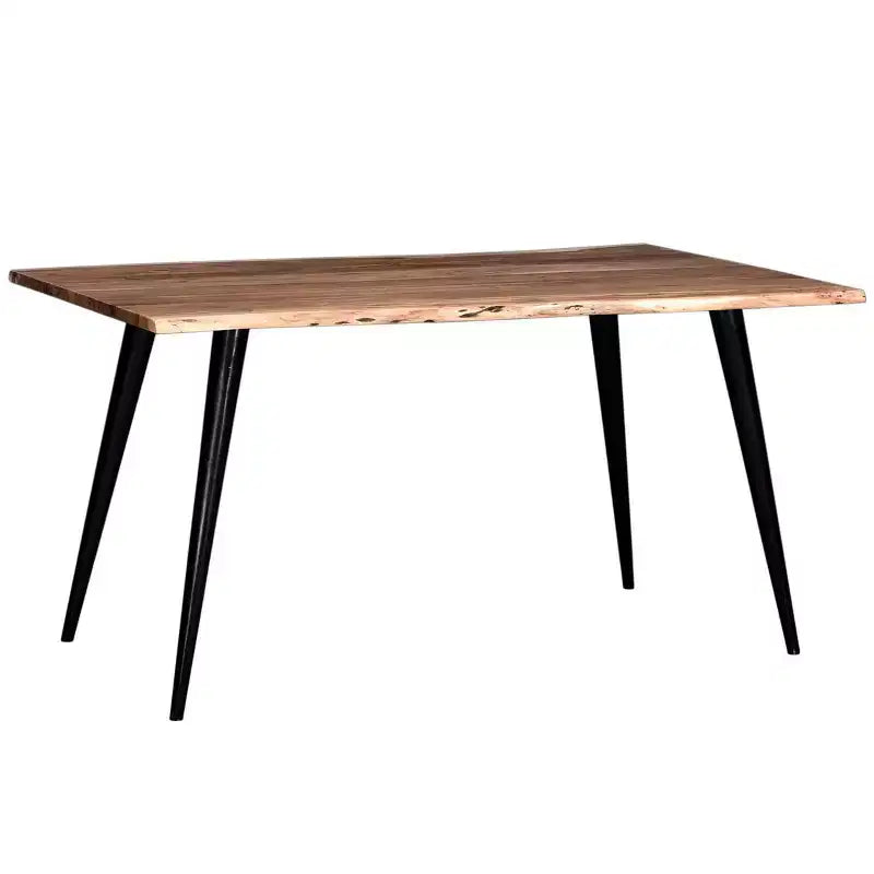 Rustic Style Dining Table for 4-6 People, Acacia Wood Rectangle Dining Table Wooden Kitchen Furniture for Big Family
