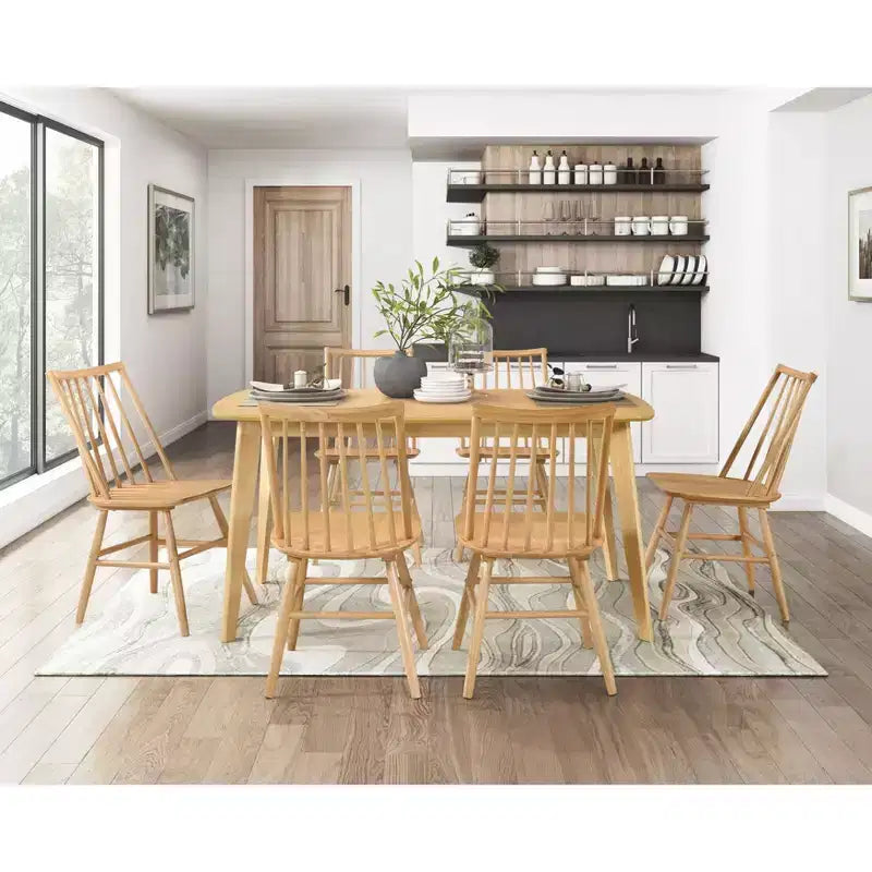 Tavolo da pranzo rustico per 4-6 persone, tavolo da pranzo rettangolare in legno di acacia, mobili da cucina in legno per famiglie numerose