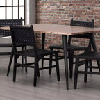 Rustic Style Dining Table for 4-6 People, Acacia Wood Rectangle Dining Table Wooden Kitchen Furniture for Big Family