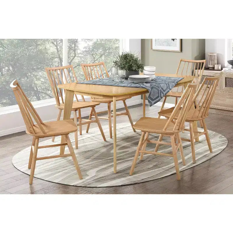 Rustic Style Dining Table for 4-6 People, Acacia Wood Rectangle Dining Table Wooden Kitchen Furniture for Big Family