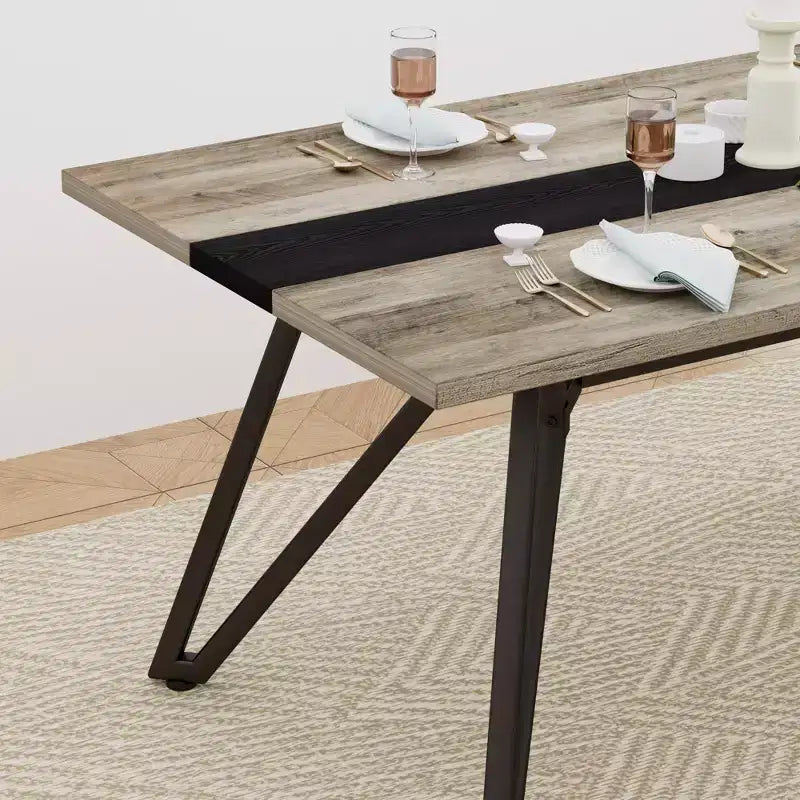 70.9 Rectangular Dining Table Marble Grain Waterproof Kitchen Table with Adjustable Legs for 8 for Kitchen, Office