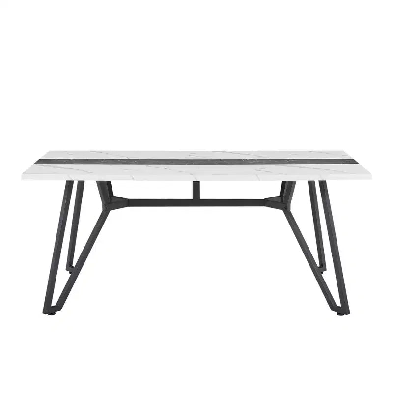 70.9 Tavolo da pranzo rettangolare con venature in marmo, impermeabile, con gambe regolabili per 8 persone, per cucina, ufficio