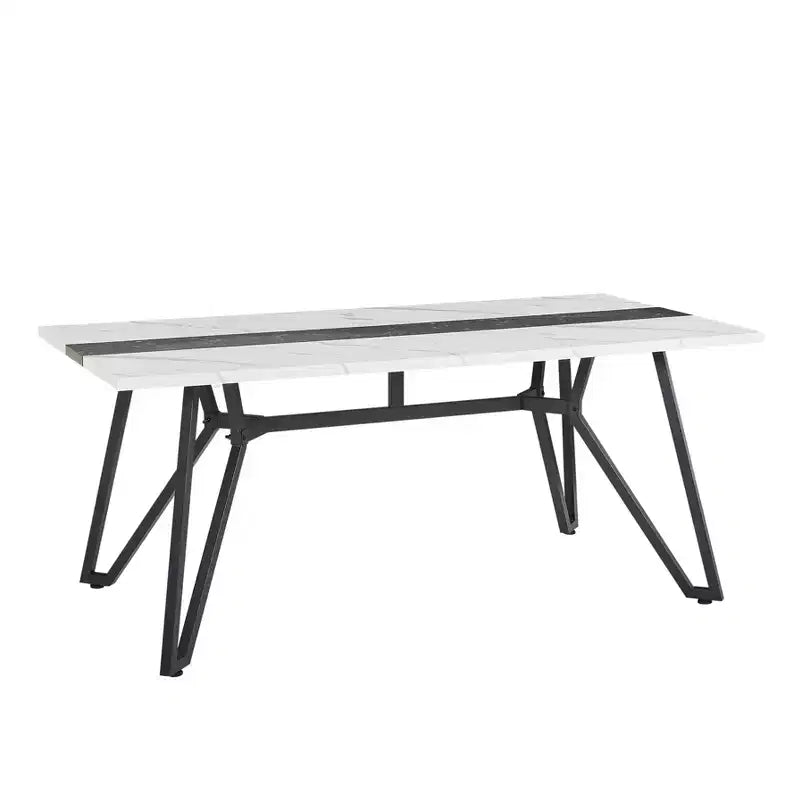 70.9 Tavolo da pranzo rettangolare con venature in marmo, impermeabile, con gambe regolabili per 8 persone, per cucina, ufficio