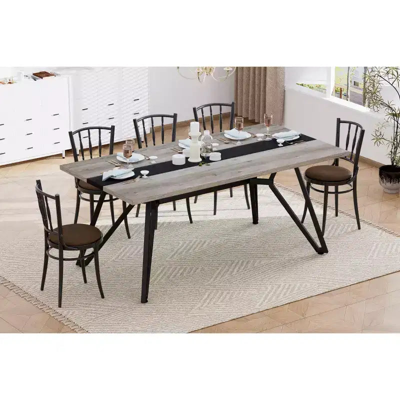 70.9 Tavolo da pranzo rettangolare con venature in marmo, impermeabile, con gambe regolabili per 8 persone, per cucina, ufficio
