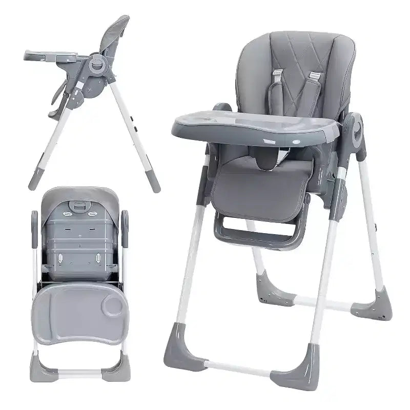 Baby High Chair, Adjustable Infant Highchairs with Removable Tray for Easy Cleaning, Foldable High Chairs for Babies & Toddlers