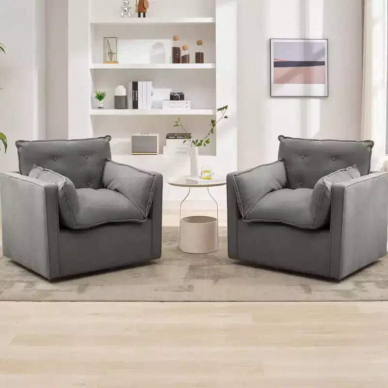 360 Swivel Modern Armchair with Metal Base - 401 Lbs Linen Lounge Chair for Living Room Office