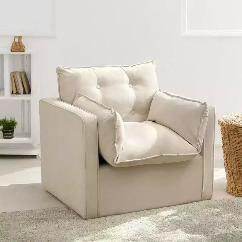 360 Swivel Modern Armchair with Metal Base - 401 Lbs Linen Lounge Chair for Living Room Office
